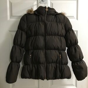 Michael Kors Women's Winter Puffer Brown w/Gold Hardware Coat Size Large